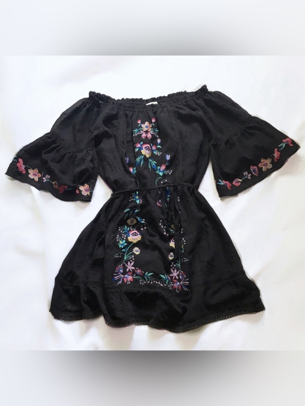 Umgee Floral Embroidered Tunic Dress